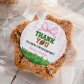 Football Meisje Verjaardagsfeest Roze Bow Ronde Sticker