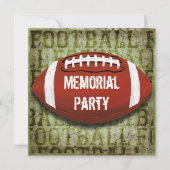Football Memorial Party  Groene Grunge Kaart (Voorkant)