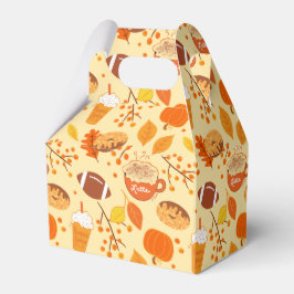 Football met bladeren en pompoenen bedankdoosjes