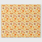 Football met bladeren en pompoenen cadeaupapier (Vlak)