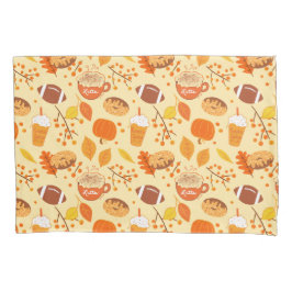 Football met bladeren en pompoenen kussensloop