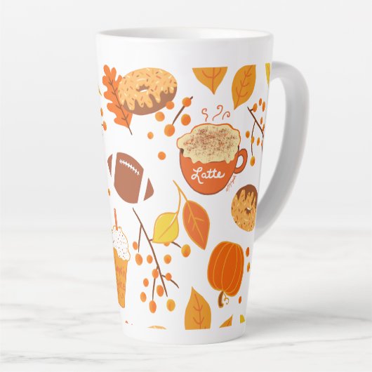 Football met bladeren en pompoenen latte mok (Rechterhoek)