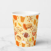 Football met bladeren en pompoenen papieren bekers (Achterkant)