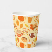 Football met bladeren en pompoenen papieren bekers (Rechts)