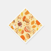 Football met bladeren en pompoenen servet (Hoek)