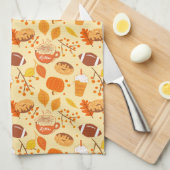 Football met bladeren en pompoenen theedoek (Quarter Fold)