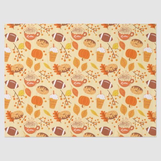 Football met bladeren en pompoenen tissuepapier (Voorkant)