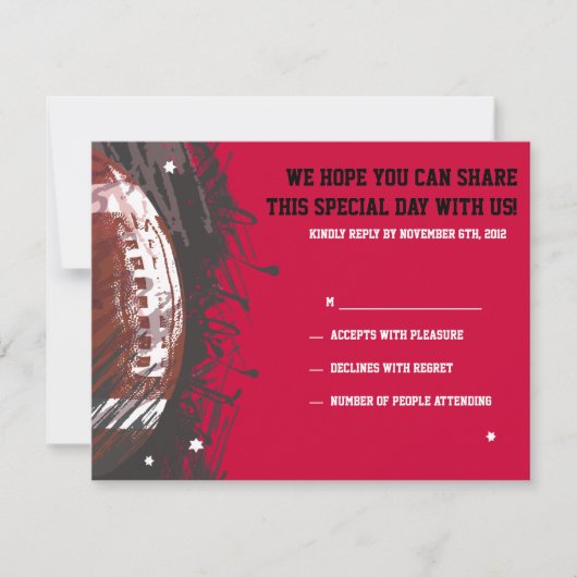 Football met de dikke bat Mitzvah Reply Card RSVP Kaartje (Voorkant)
