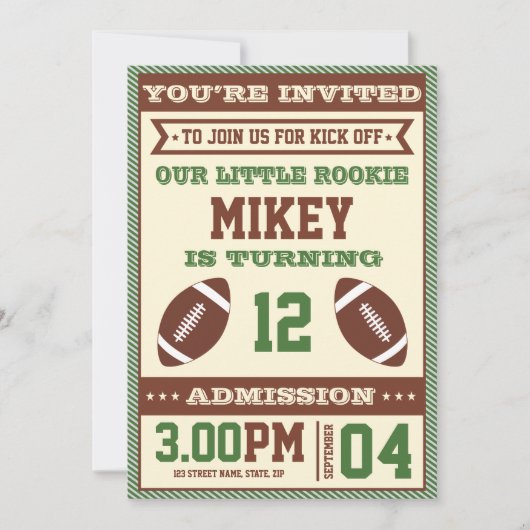 Football met de uitnodiging van de Birthday Party (Voorkant)