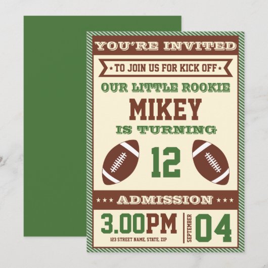 Football met de uitnodiging van de Birthday Party (Voorkant / Achterkant)