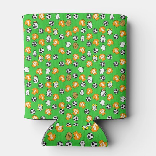 Football met shirten in oranje goud blikjeskoeler (Achterkant)