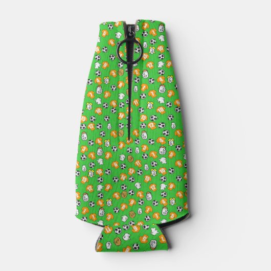 Football met shirten in oranje goud flesjeskoeler (Achterkant)