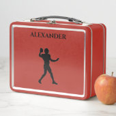Football metalen lunchbox in rood / aangepaste naa (In situ)