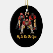 Football mijn hart ligt op de lijn aanvallend Line Keramisch Ornament (Rechts)