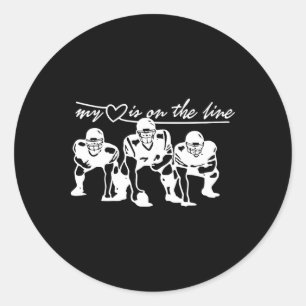 Football mijn hart ligt op de lijn aanvallend Line Ronde Sticker