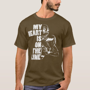 Football mijn hart ligt op de lijn aanvallend Line T-shirt