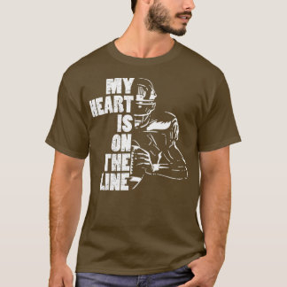 Football mijn hart ligt op de lijn aanvallend Line T-shirt