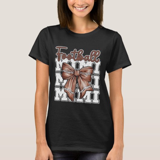 Football Mimi Coquette Bow Sport Oma Moeders D T-shirt (Voorkant)