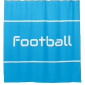 FOOTBALL Modern White Text Stripes On Azure Blue Douchegordijn (Voorkant)