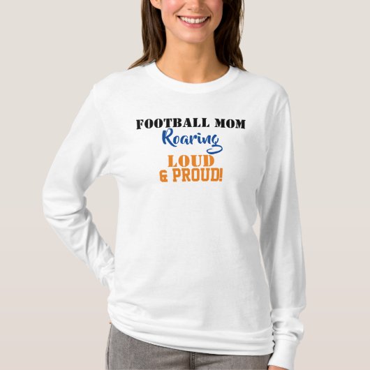 Football Moeder Blauw Sinaasappel Nummer T-shirt (Voorkant)