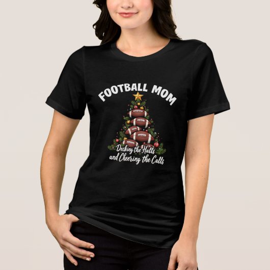 Football moeder Decking De Zalen Kerst Football Tri-Blend Shirt (Voorkant)