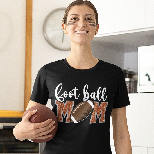 Football Mom cute bright Orange text T-shirt
