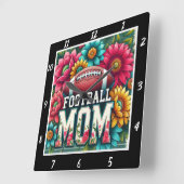 Football Mom Floral Vierkante Klok (Hoek)