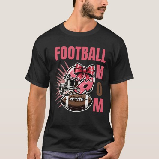 Football Mom Game Day - Rode Bogen & Helmen T-shirt (Voorkant)