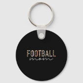 Football Mom Gifts Luipaard Print Football Mama Mo Sleutelhanger (Voorkant)