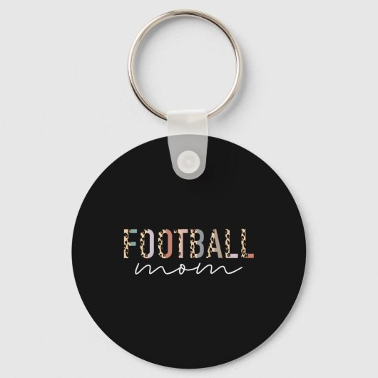 Football Mom Gifts Luipaard Print Football Mama Mo Sleutelhanger (Voorkant)