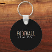 Football Mom Gifts Luipaard Print Football Mama Mo Sleutelhanger (Voorkant)