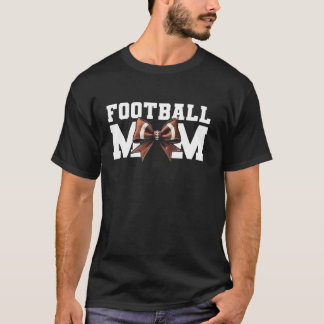Football Mom Schattigee Coquette Bow Football Mama T-shirt