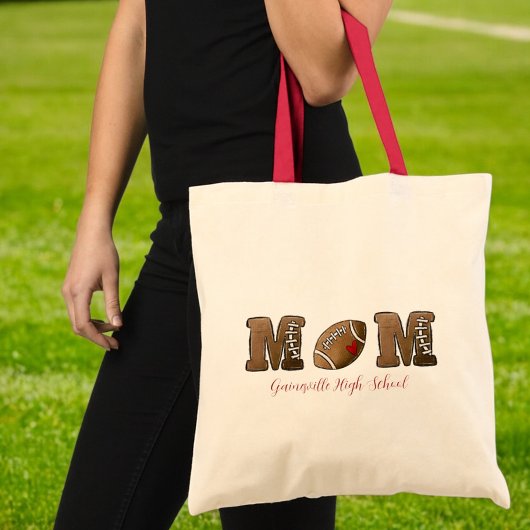 Football Mom Schattigee School Naam Custom Tote Bag
