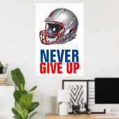 Football Motivational Never Give Up Poster (Thuiskantoor)
