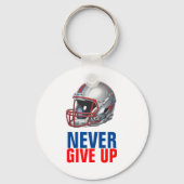 Football Motivational Never Give Up Sleutelhanger (Voorkant)