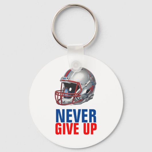 Football Motivational Never Give Up  Sleutelhanger (Voorkant)