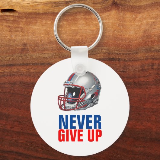 Football Motivational Never Give Up Sleutelhanger (Voorkant)