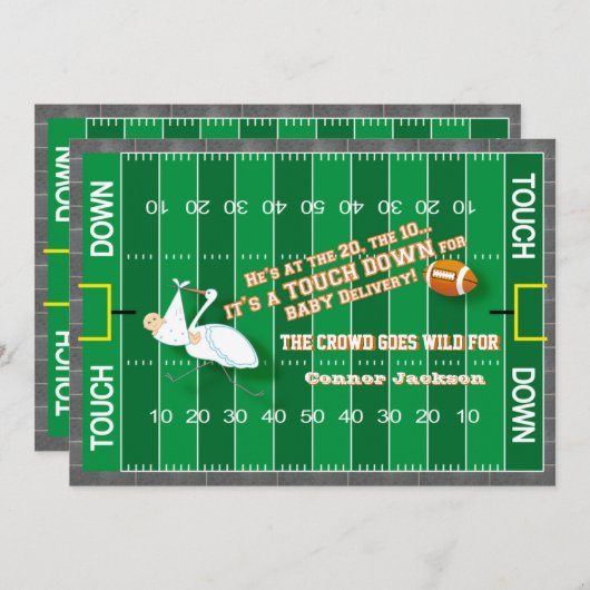 Football MVP & Stork Baby shower Uitnodiging (Voorkant / Achterkant)