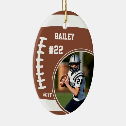 Football naam jersey nummer foto aandenken keramisch ornament (Rechts)