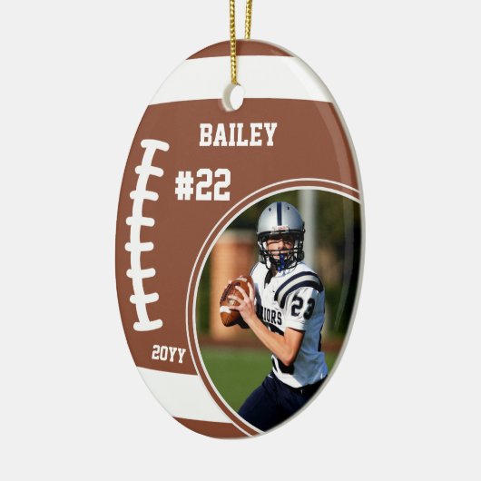 Football naam jersey nummer foto aandenken keramisch ornament (Links)