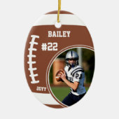 Football naam jersey nummer foto aandenken keramisch ornament (Voorkant)