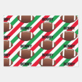 Football Naam toevoegen Christmas Fun Rood & Groen Inpakpapier Vel (Voorkant 2)