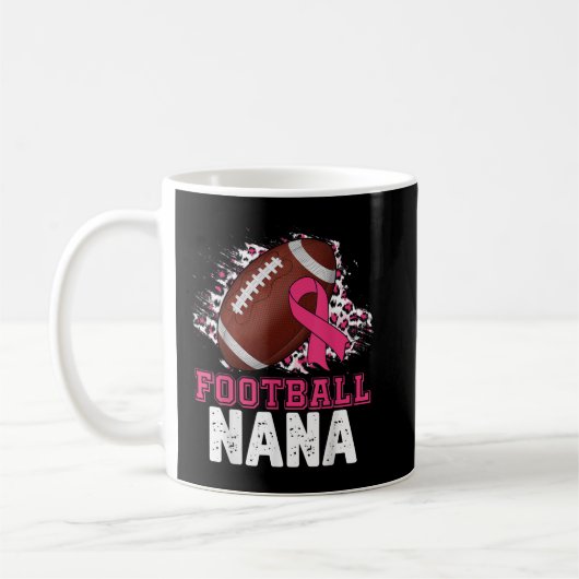 Football Nana Pink Ribbon Breast Cancer Bewustheid Koffiemok (Links)
