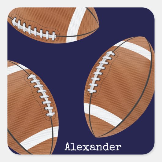 Football Navy Blue Vierkante Sticker (Voorkant)