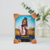 Football Navy & Gold Afstuderen Aankondigingskaart (Staand voorkant)