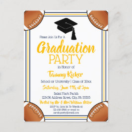 Football Navy & Gold Graduation Party Uitnodiging Briefkaart