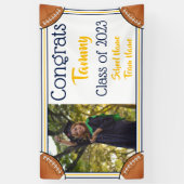 Football Navy & Gold One Photo Afstuderen Spandoek (Verticaal)