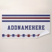 Football Navy Red Stripes Aangepaste badhanddoek (Badhanddoek)