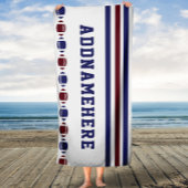 Football Navy Red Stripes Aangepaste badhanddoek