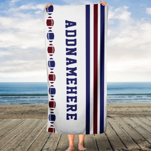 Football Navy Red Stripes Aangepaste badhanddoek